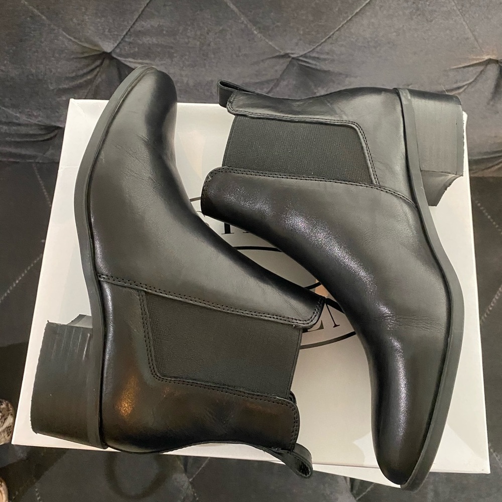 Steve Madden Dover Black Leather Boots Chelsea